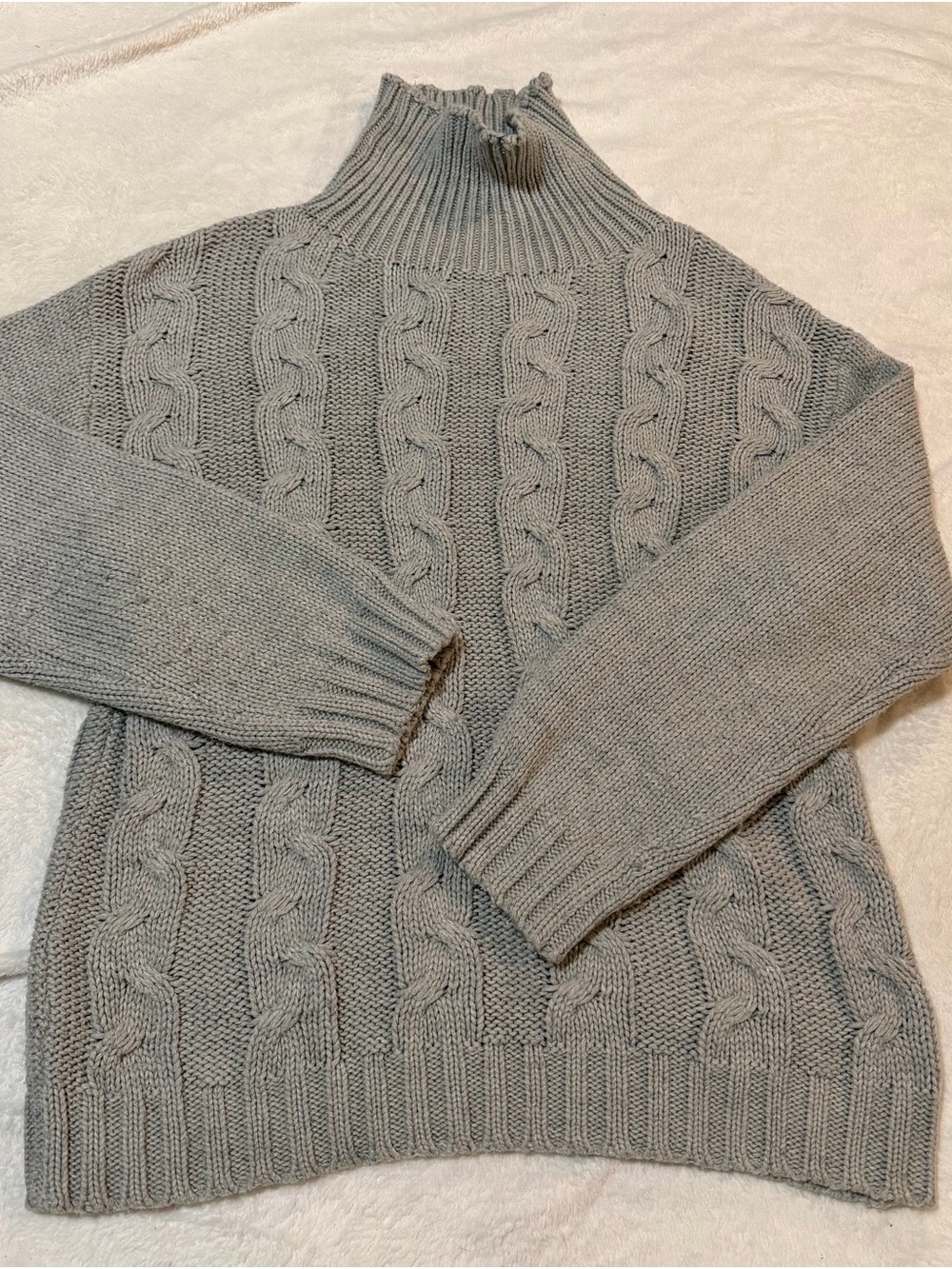 Men's Cable Knit Turtleneck Sweater - Gray
